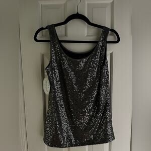 NWT Second Base Sequined Tank Top Gray Size Medium